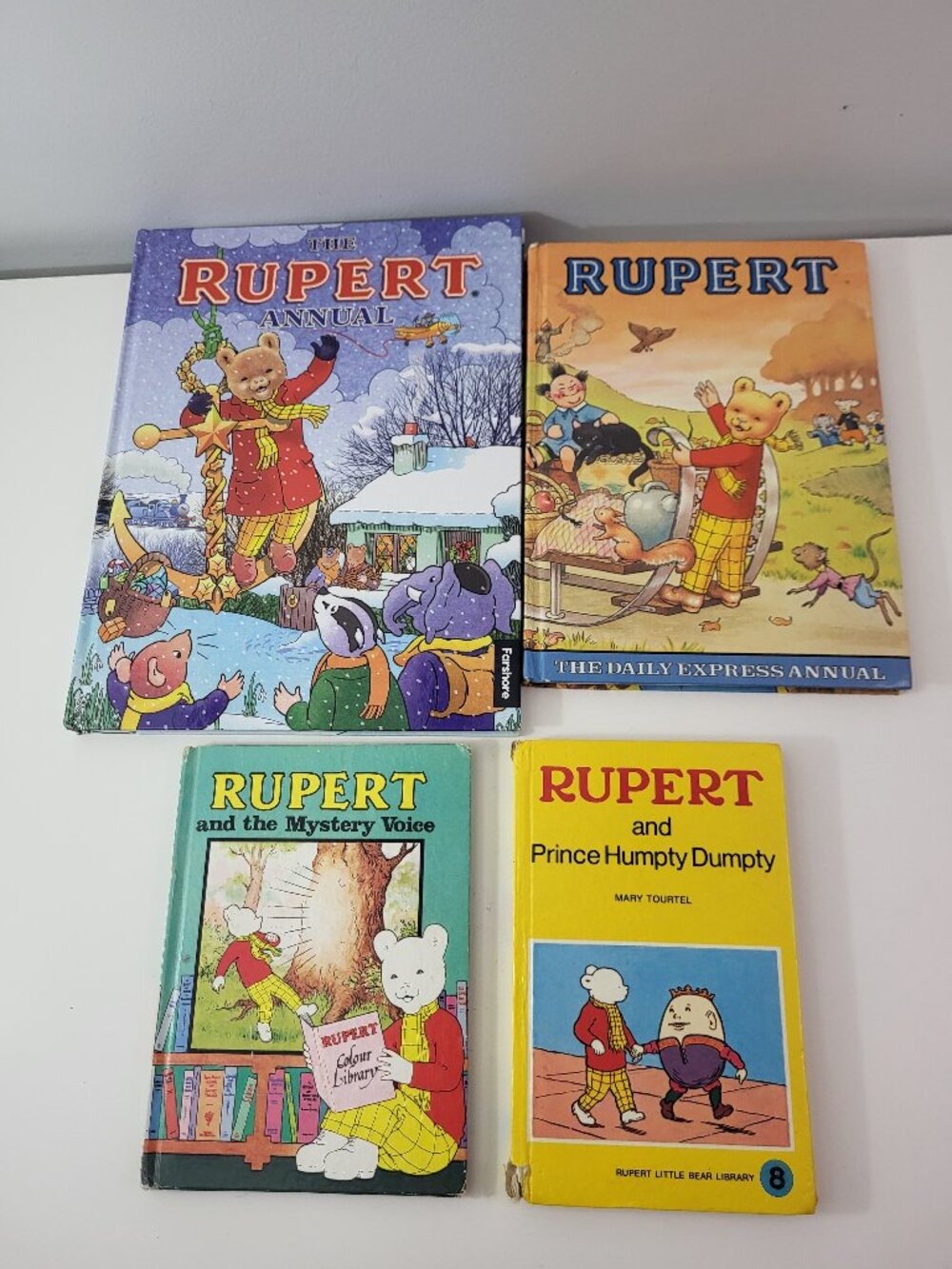 Vintage Rupert Bear Book Lot: 4 Hardcovers (Annuals & Little Bear Library)